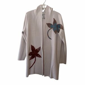 Sioni Cream Cardigan with Floral Accents